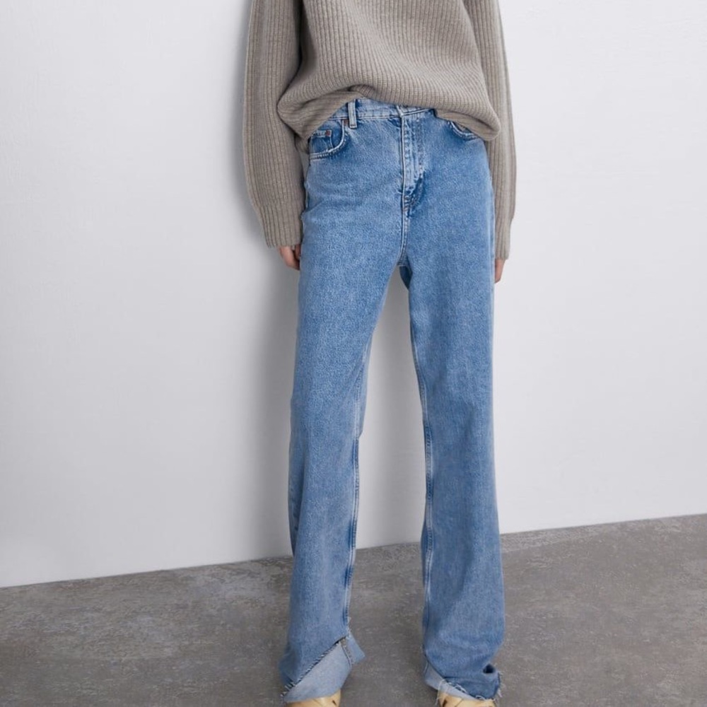 ZARA PREMIUM EXTRA LONG ‘90S WIDE LEG SKY BLUE JEANS